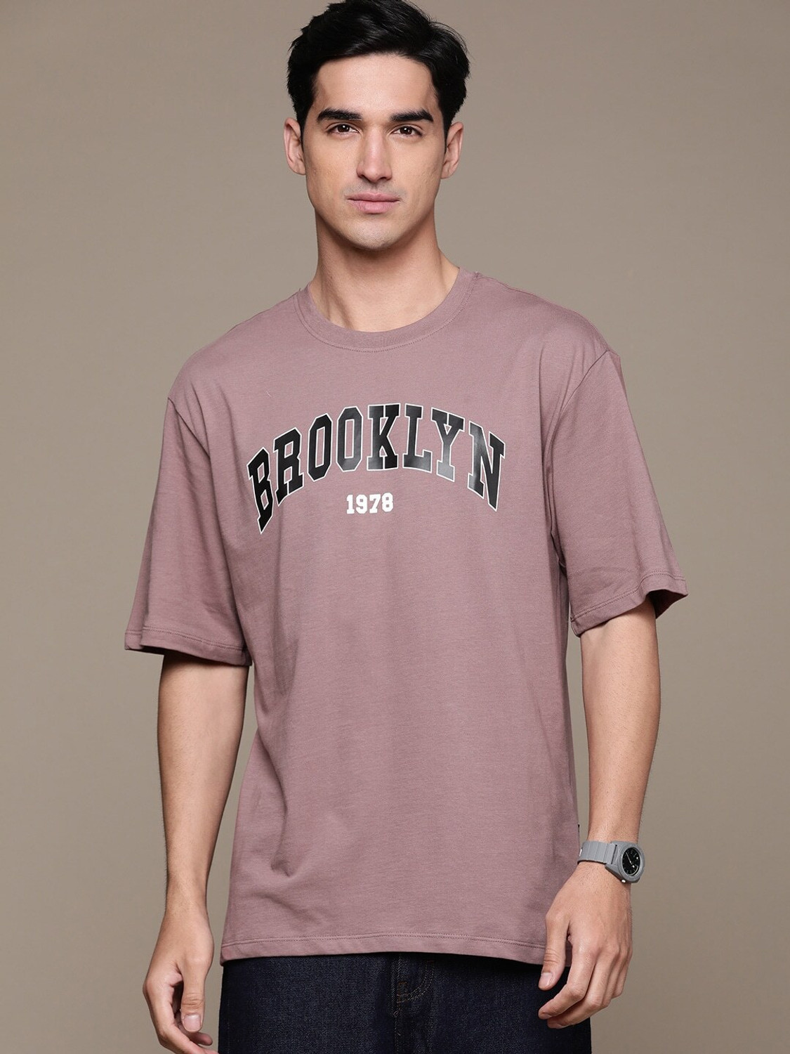 Image of Roadster Typography Men Round Neck Multicolor T-Shirt