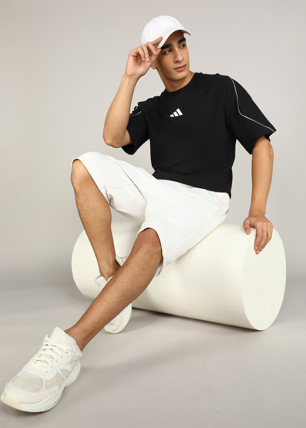 Image of ADIDAS Printed Men Crew Neck Black T-Shirt
