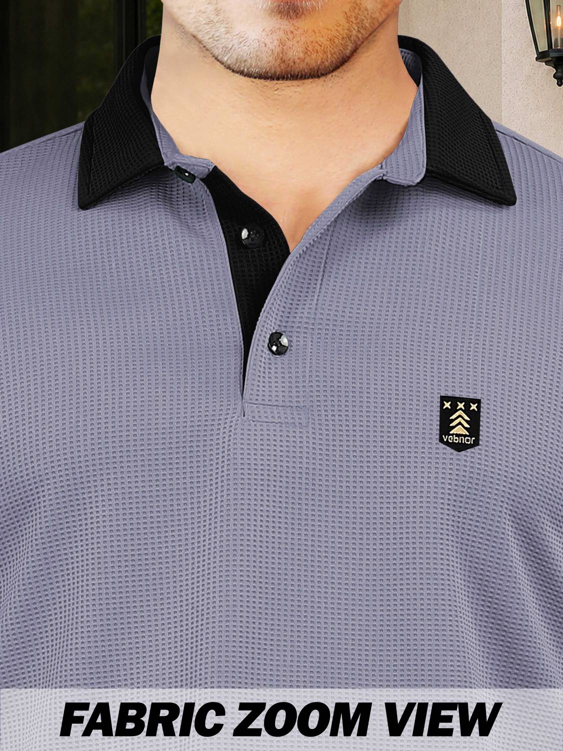 VeBNoR Men Grey Polo Neck T-Shirt - Image 5