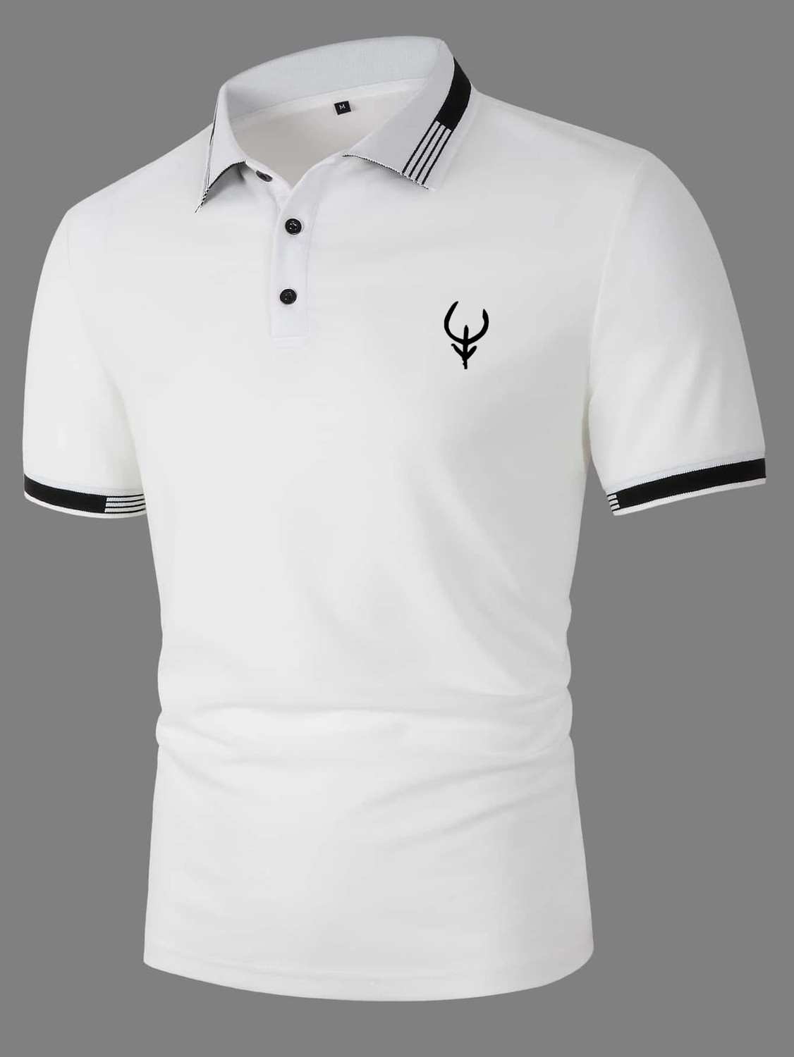 Image of POSHAX Solid Men Polo Neck White T-Shirt