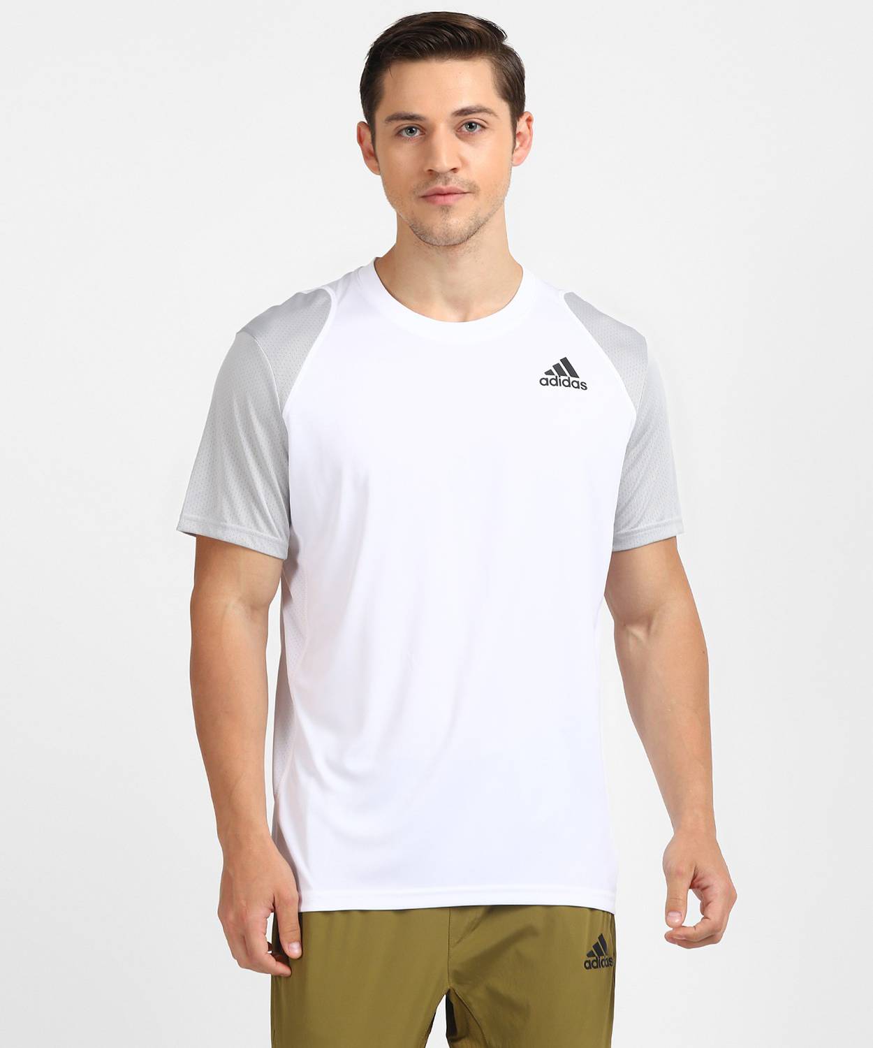 ADIDAS Solid Men Round Neck White T-Shirt
