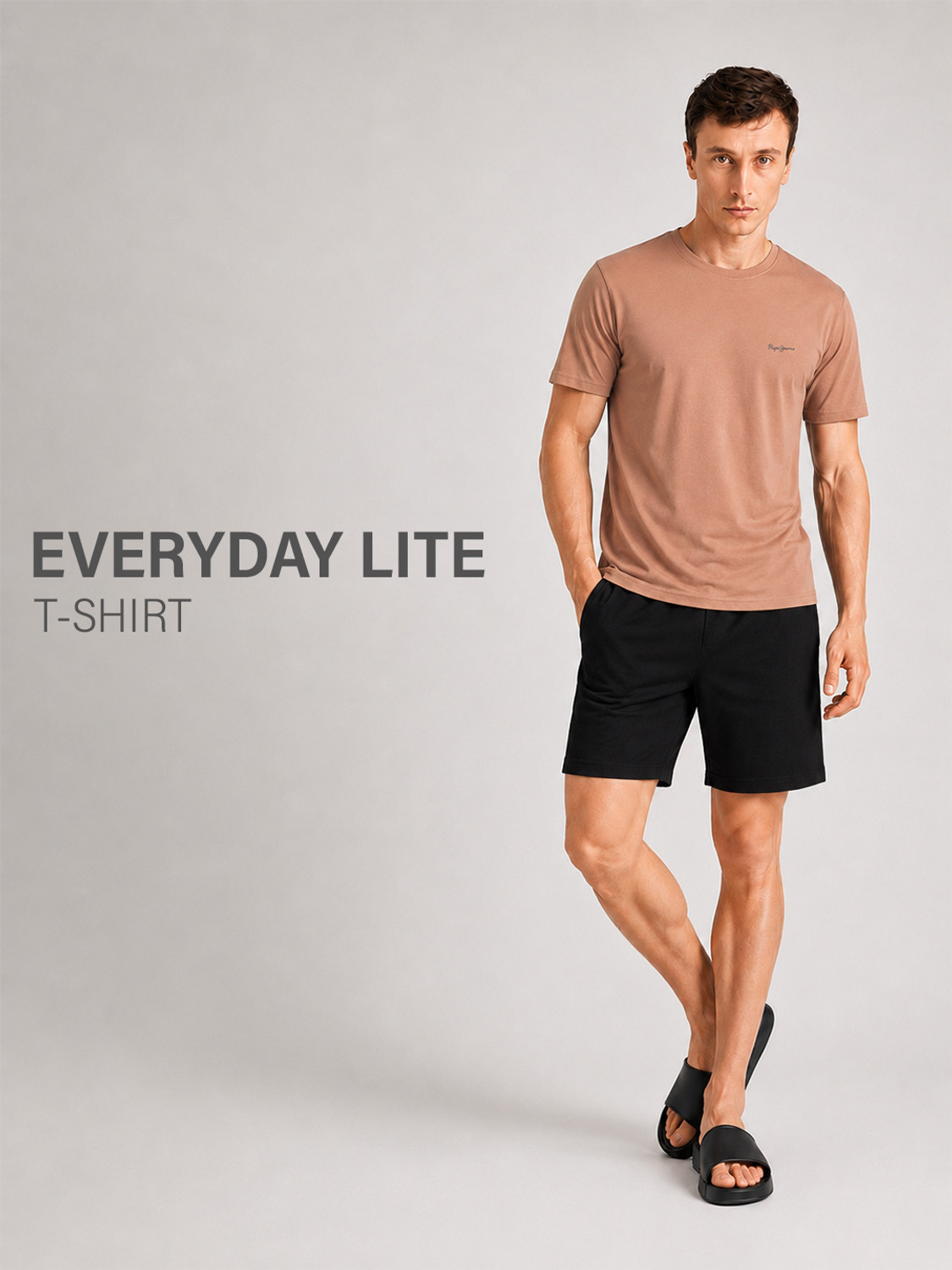 Image of Pepe Jeans Solid Men Round Neck Brown T-Shirt