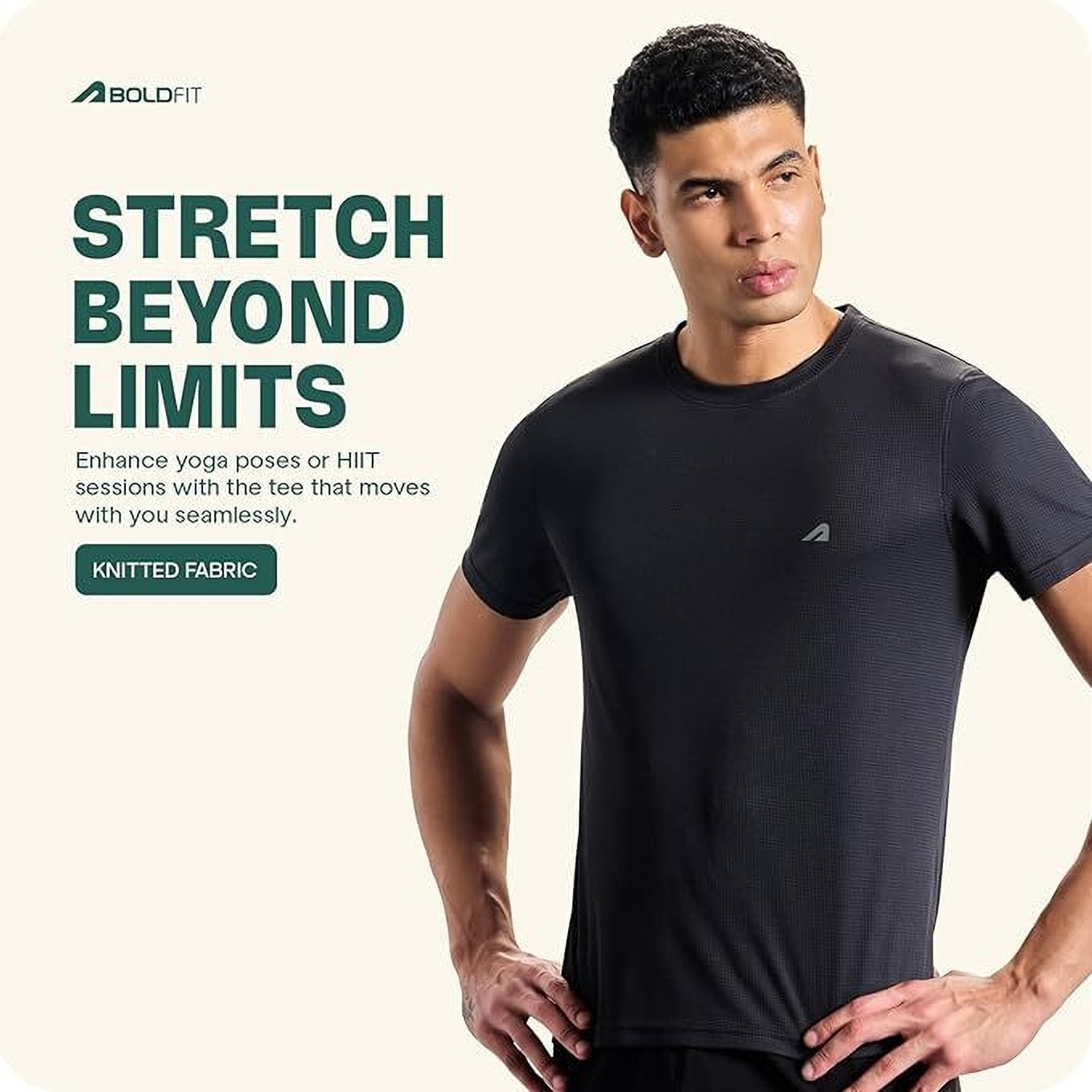 Image of Boldfit Athleisure Solid Men Round Neck Black T-Shirt