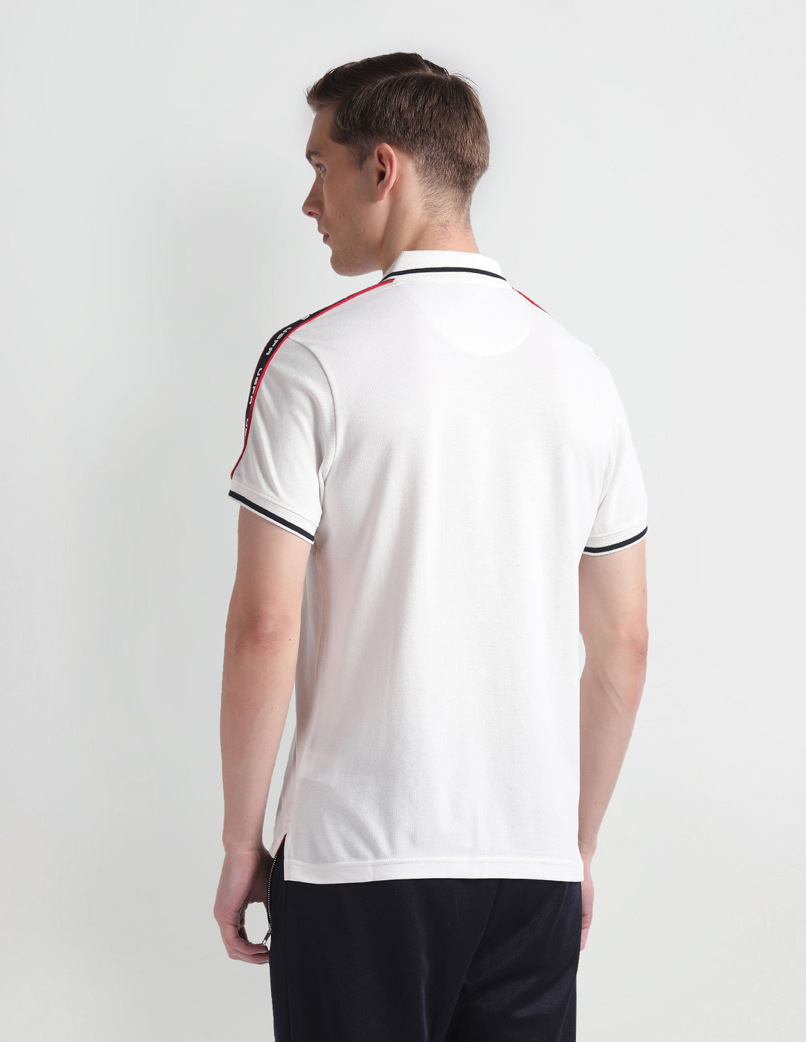 Image of U.S. Polo Assn. Denim Co. Solid Men Polo Neck White T-Shirt