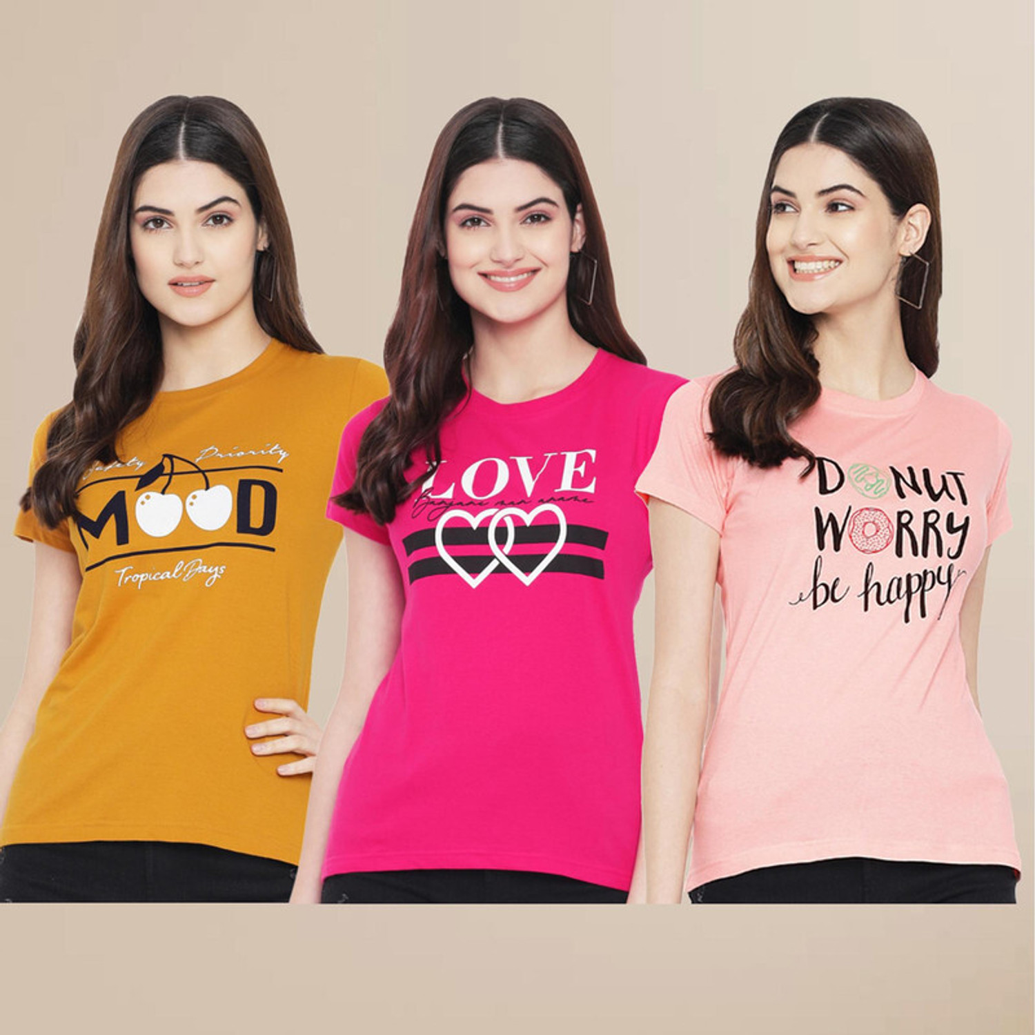 Image of METRONAUT Printed Women Round Neck Multicolor T-Shirt