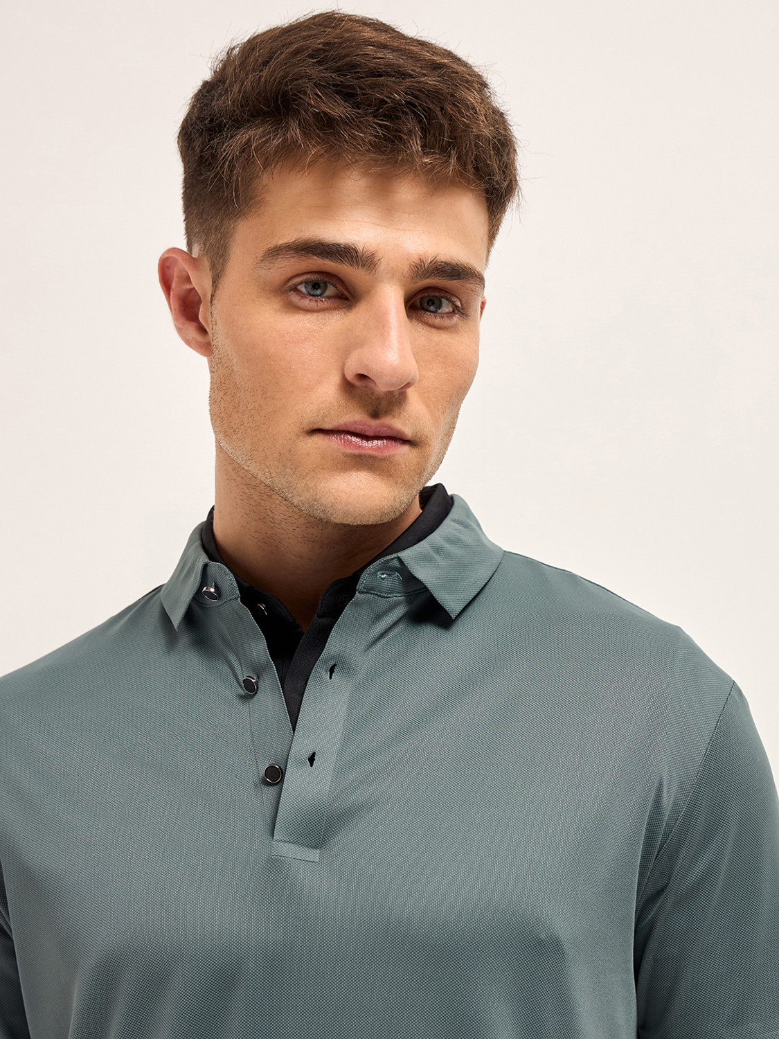 Image of THE BEAR HOUSE Solid Men Polo Neck Dark Green T-Shirt