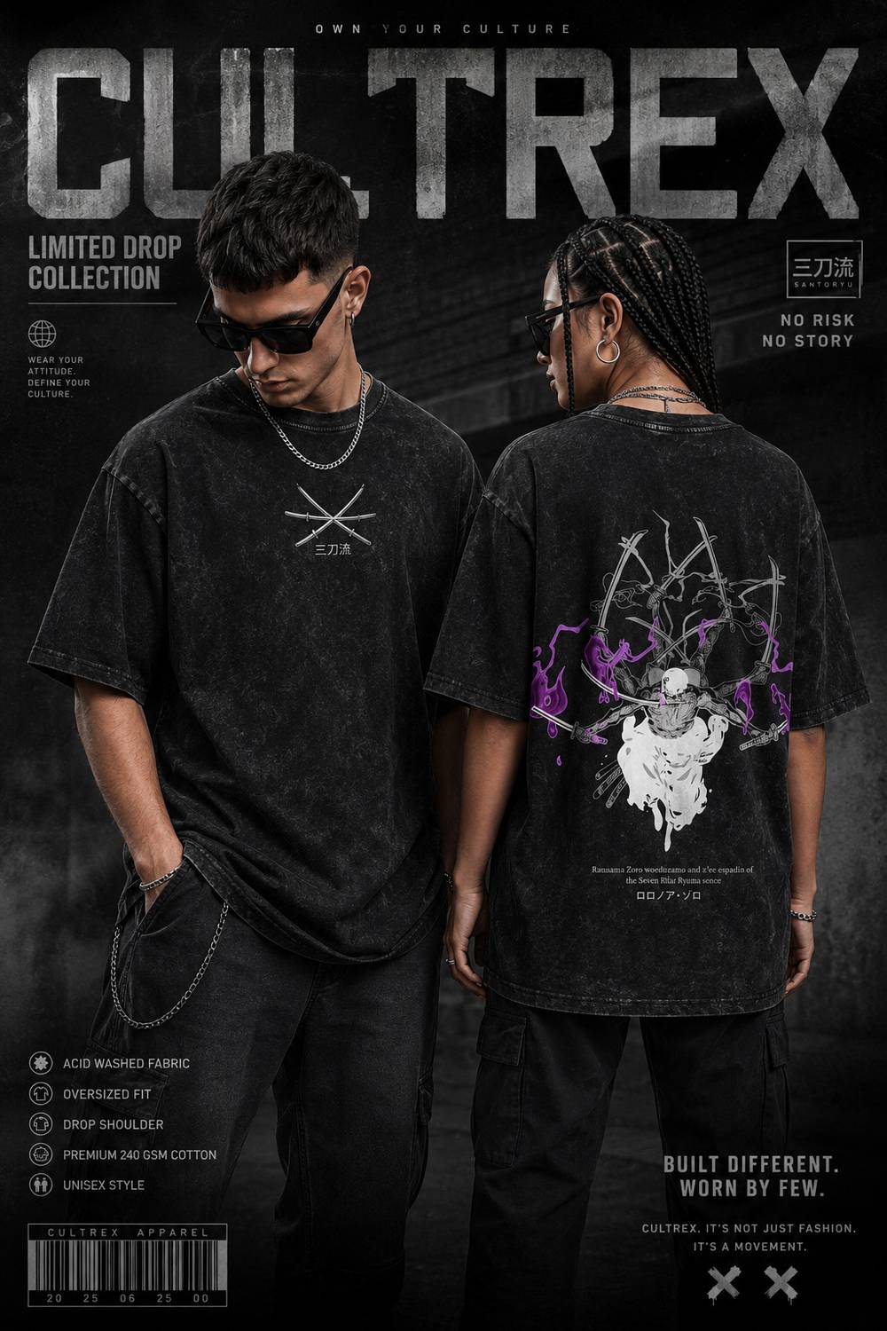 CULTREX Men Black Round Neck T-Shirt - Image 3