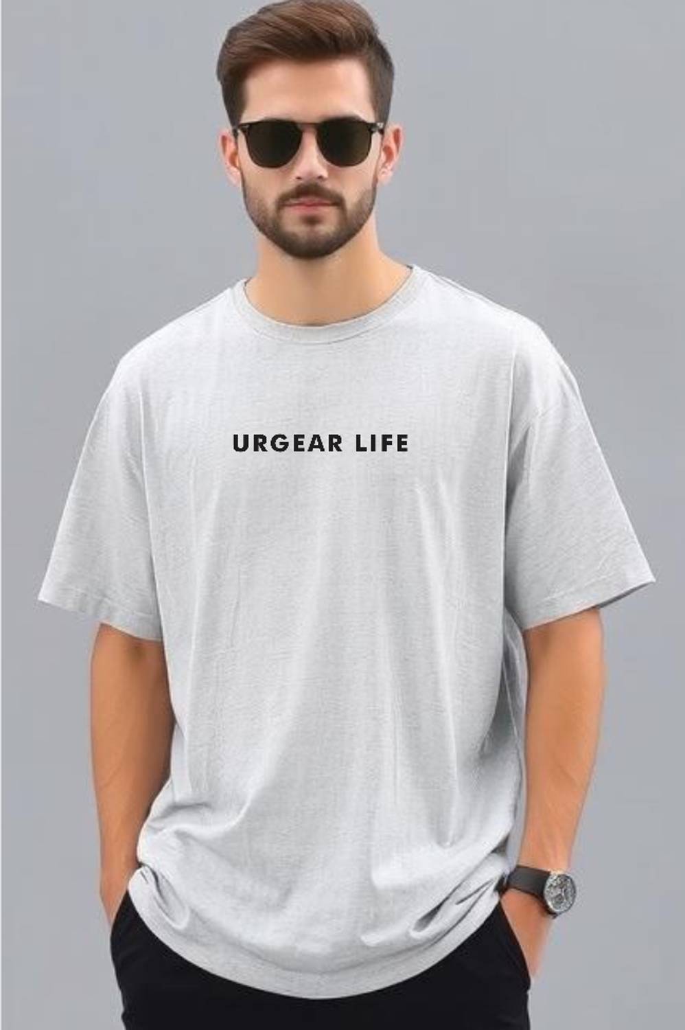 UrGear Men Printed Round Neck Cotton Blend White T-Shirt