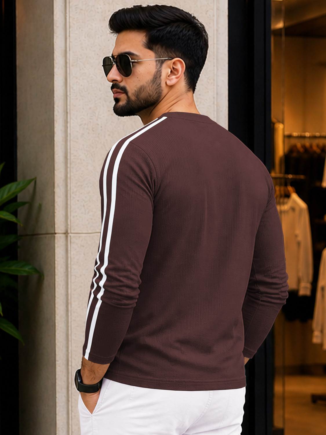 Image of VeBNoR Printed Men Round Neck Brown T-Shirt