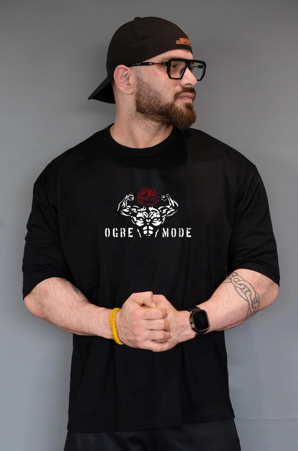 Image of SQF Printed Men Round Neck Black T-Shirt