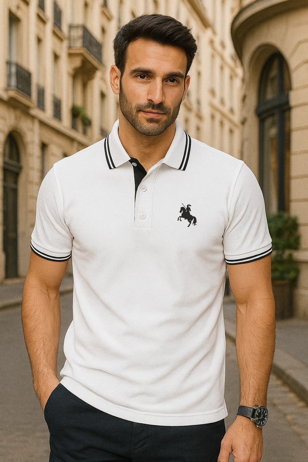 Image of SCATCHITE Solid Men Polo Neck White T-Shirt