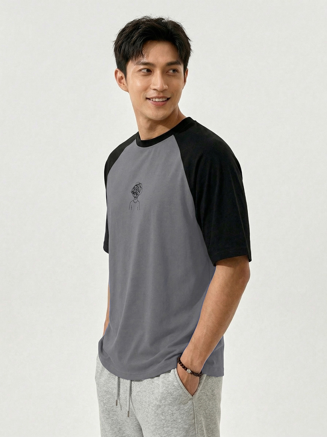 Image of TOM MILTON Men Graphic Print Round Neck Pure Cotton Grey T-Shirt