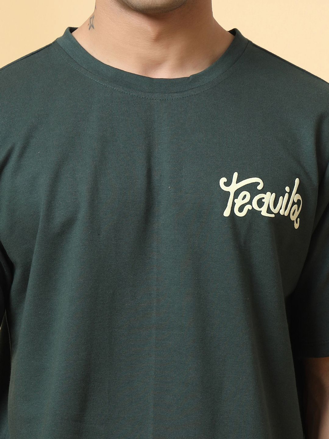 Image of RIGO Printed Men Round Neck Green T-Shirt