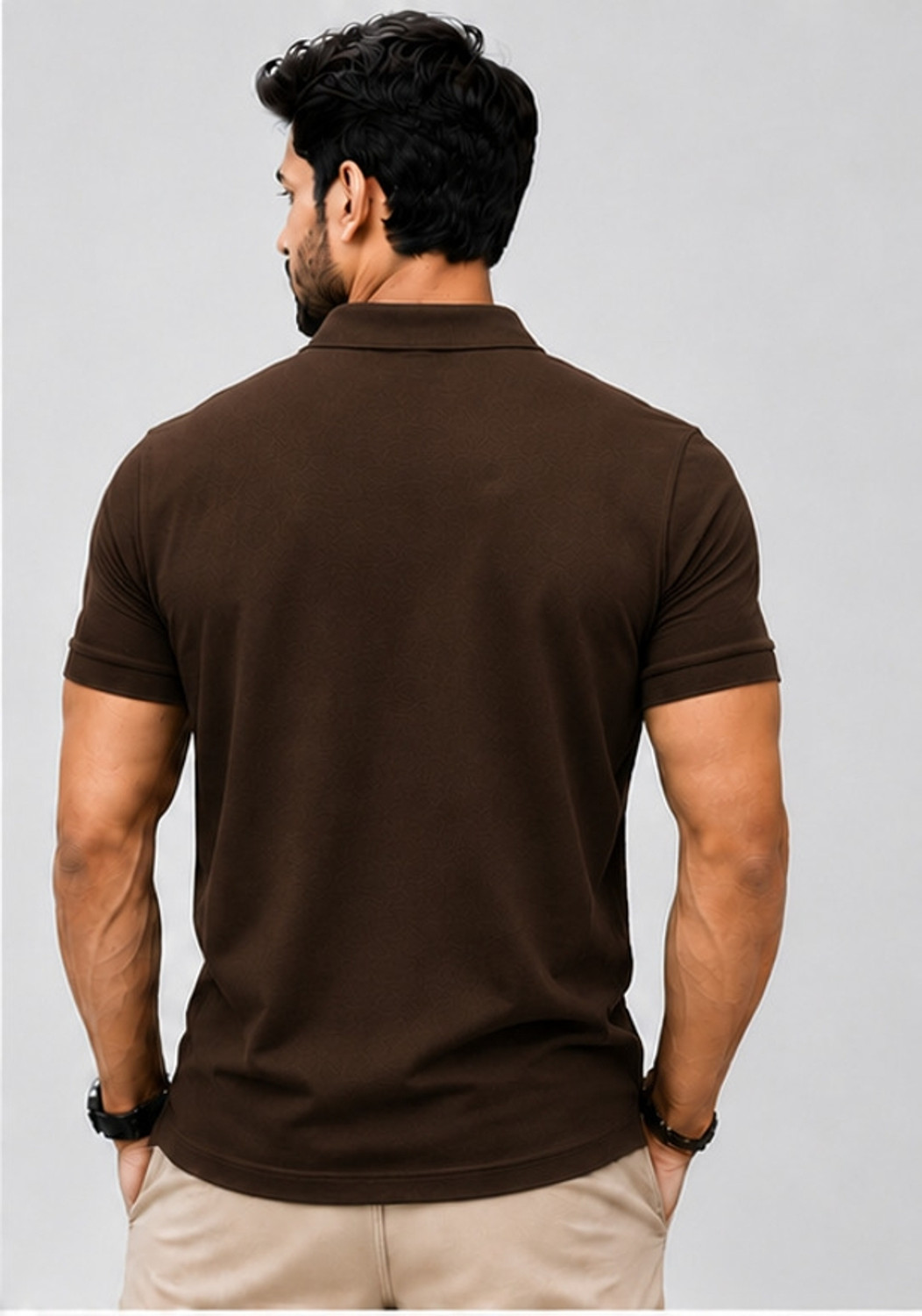 Image of sports mtex Solid Men Polo Neck Brown T-Shirt
