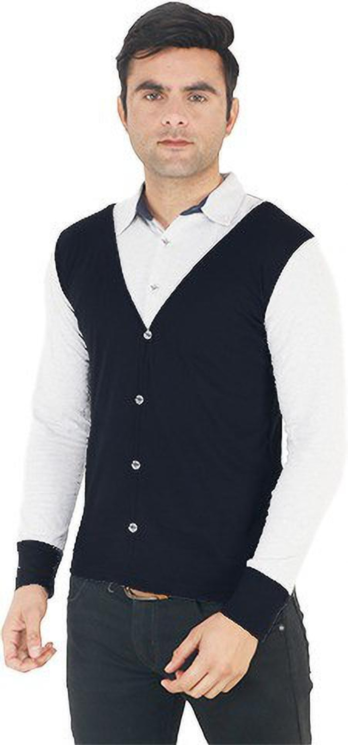 Image of Xmer Solid Men Polo Neck White, Black T-Shirt