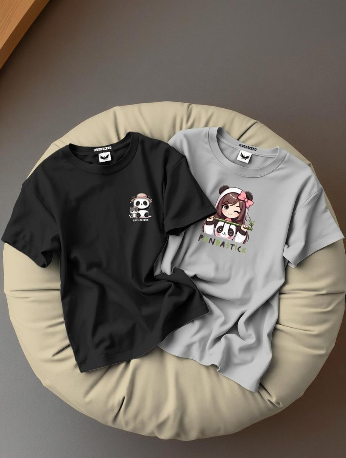 Image of INFIRAX Printed Women Round Neck Grey, Black T-Shirt
