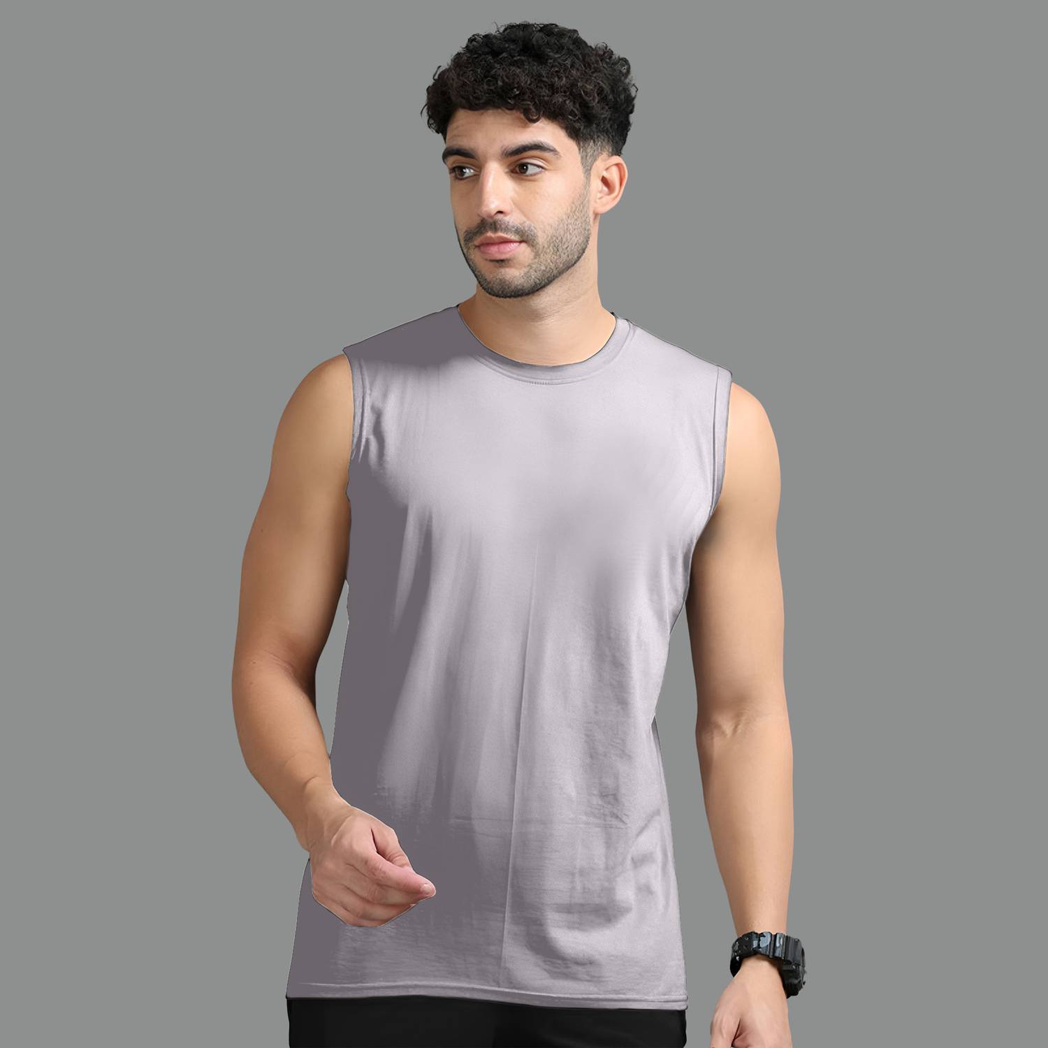 Adorbs Solid Men Round Neck Grey T-Shirt