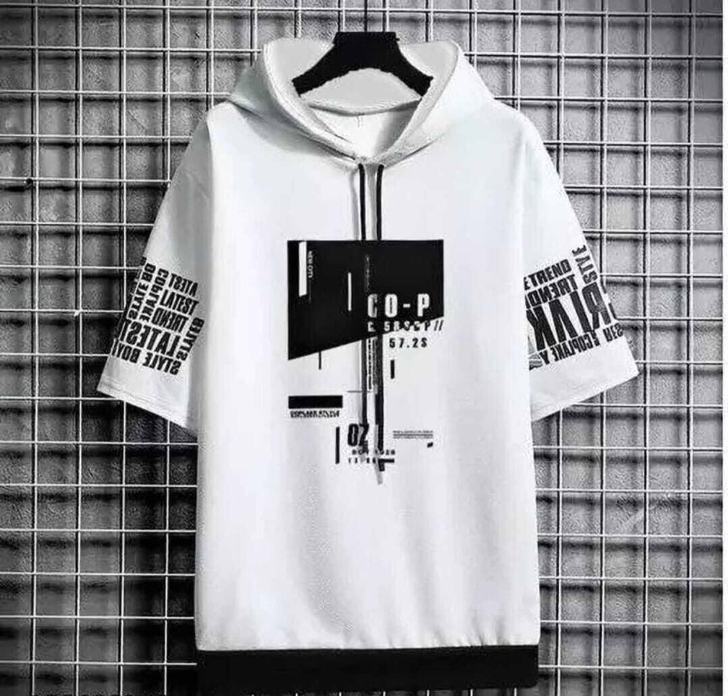 stylesmyth Men Printed Hooded Neck Polyester White T-Shirt