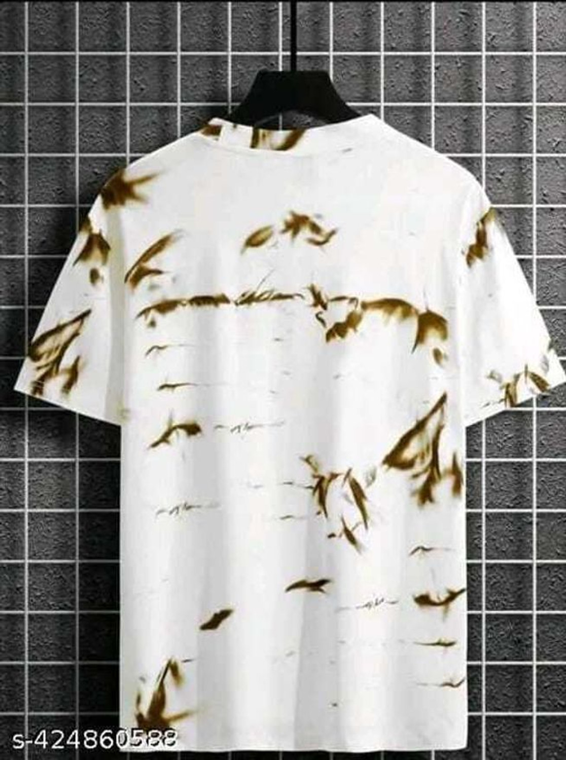 Image of SEIZN Graphic Print Men Round Neck Gold, White T-Shirt