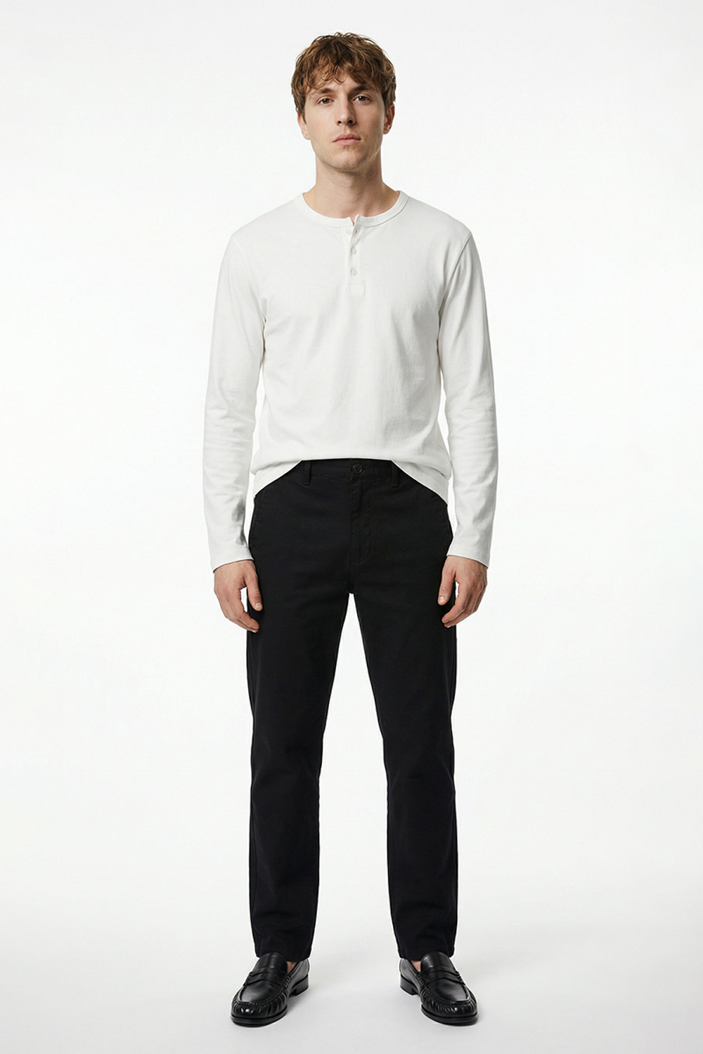 Image of Snitch Solid Men Henley Neck White T-Shirt