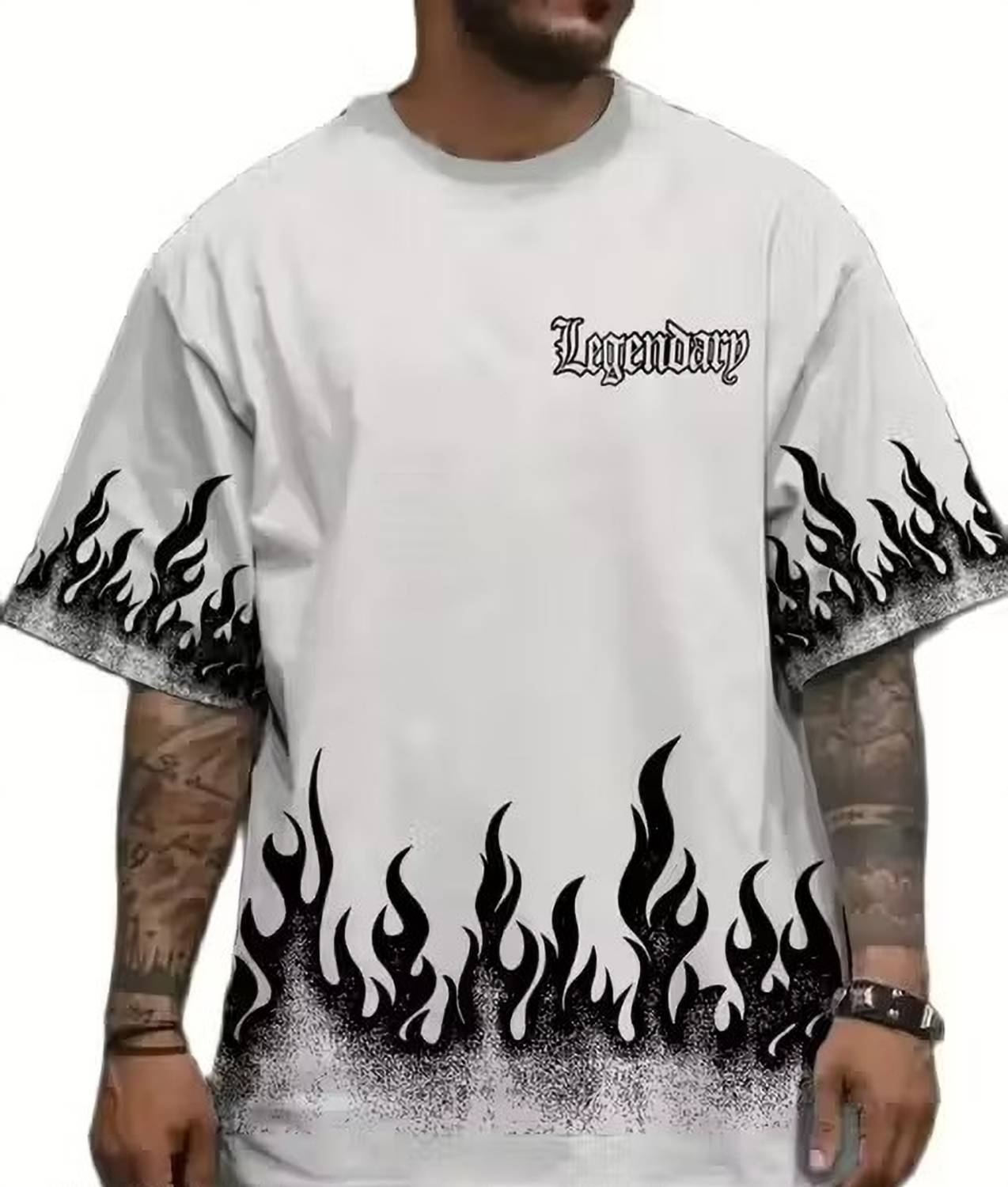 ZAMZAM Printed Men Round Neck White T-Shirt - Image 2