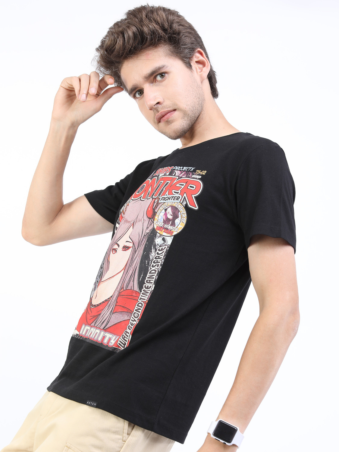 Image of KETCH Printed Men Round Neck Black T-Shirt