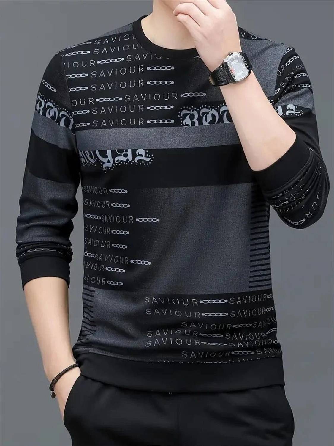 sti Men Printed Round Neck Polyester Grey T-Shirt