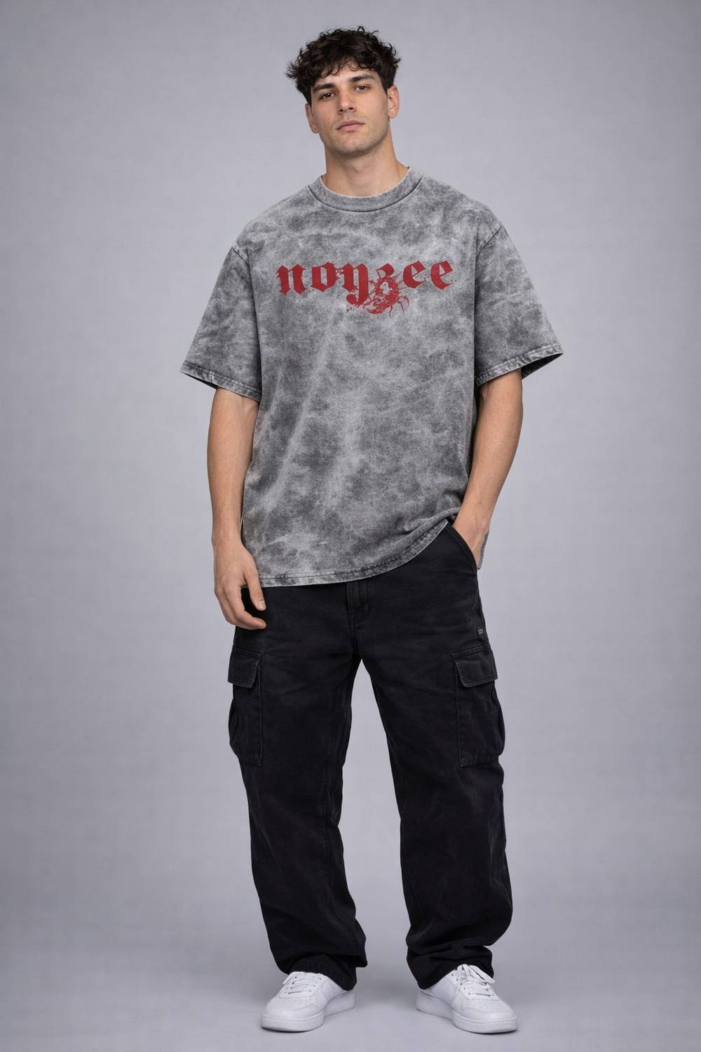 Noyzee Men Grey Printed Round Neck T-Shirt - Image 1
