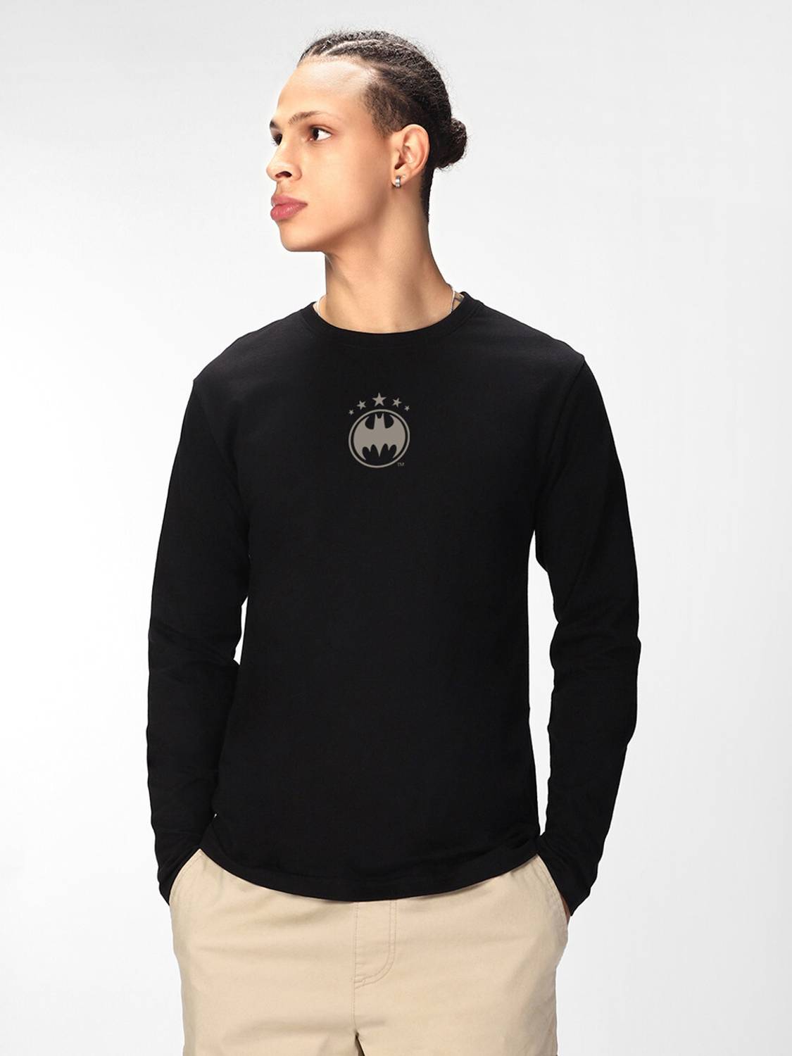 BEWAKOOF Batman Men Graphic Print Round Neck Pure Cotton Black T-