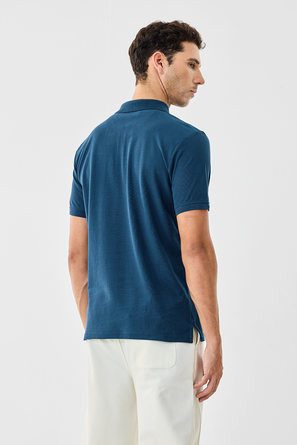 Image of Snitch Solid Men Polo Neck Dark Blue T-Shirt