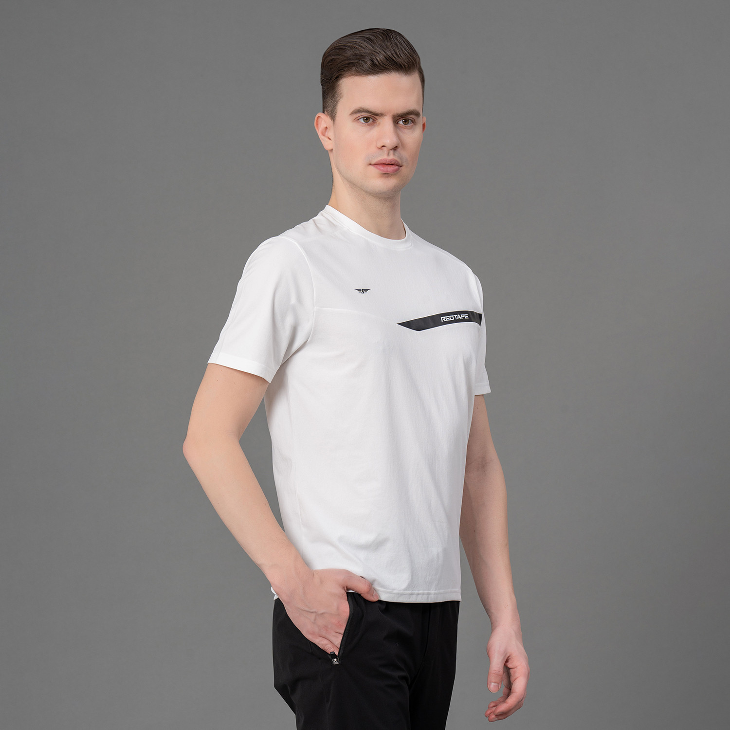 Image of RED TAPE Graphic Print Men Round Neck White T-Shirt