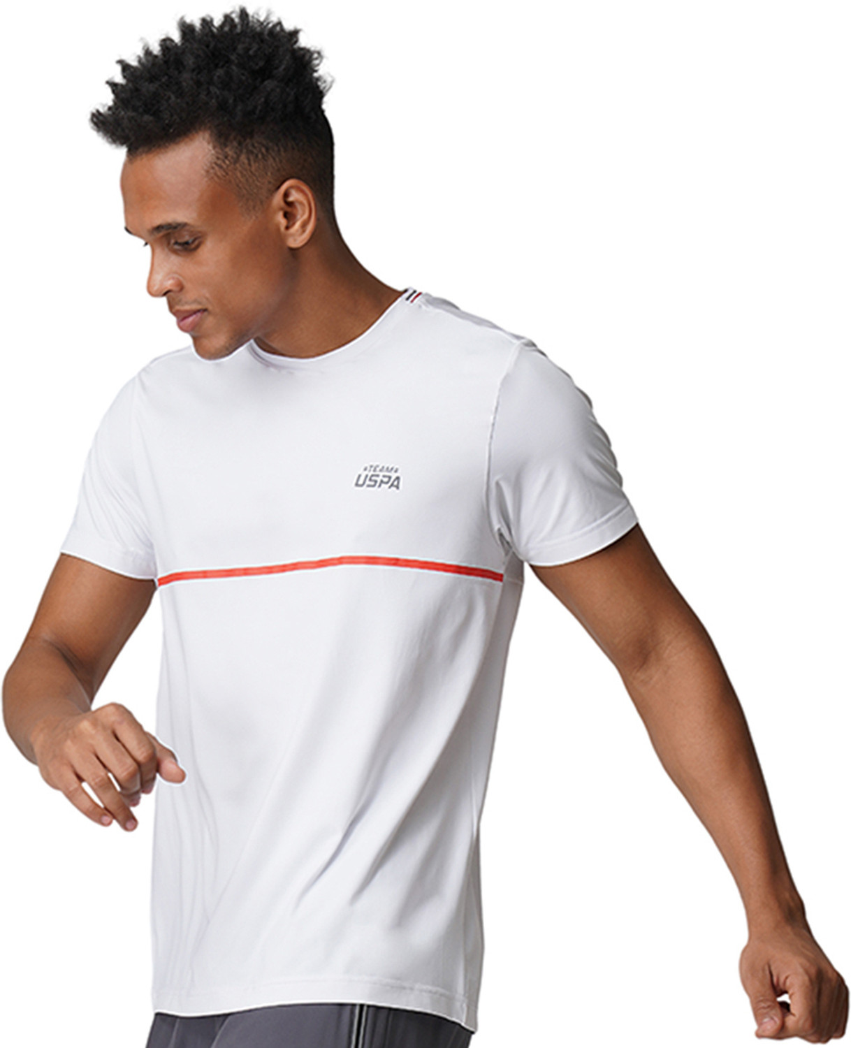 Image of U.S. POLO ASSN. Solid Men Round Neck White T-Shirt