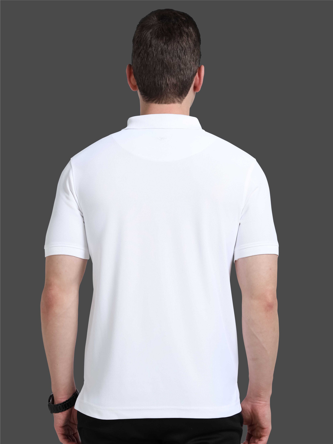 Image of Stellers Solid Men Polo Neck White T-Shirt