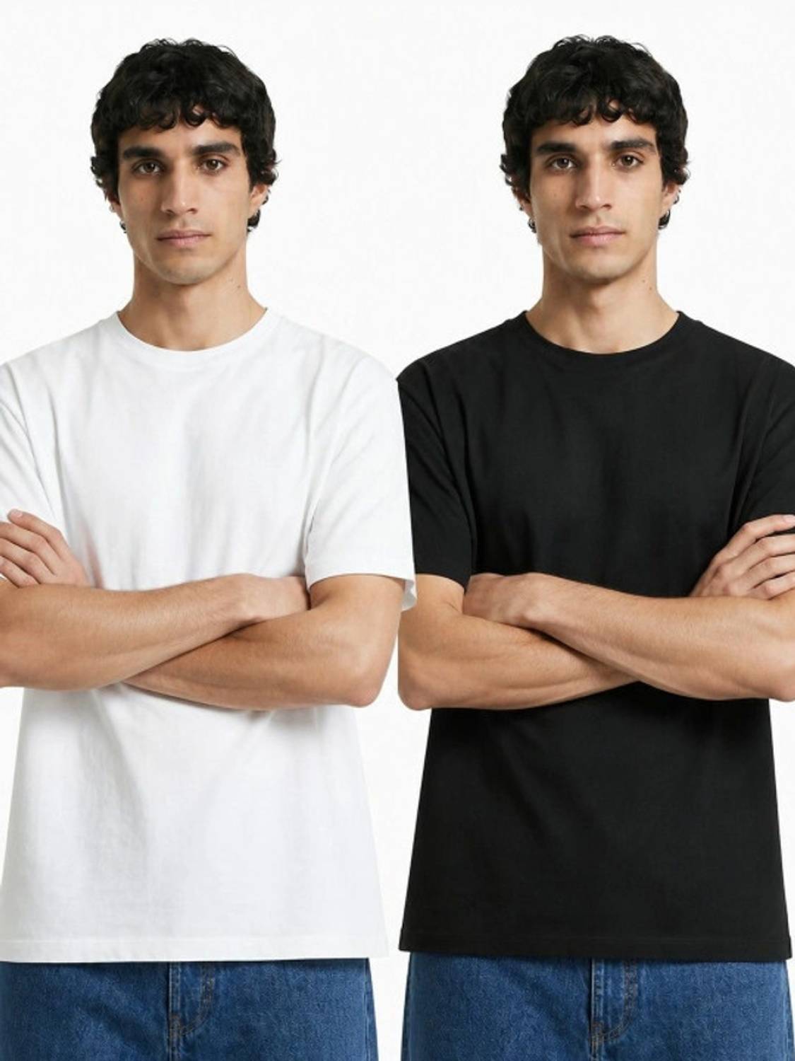 Clazzey Men Black, White Round Neck T-Shirt Pack of 2 - Image 2