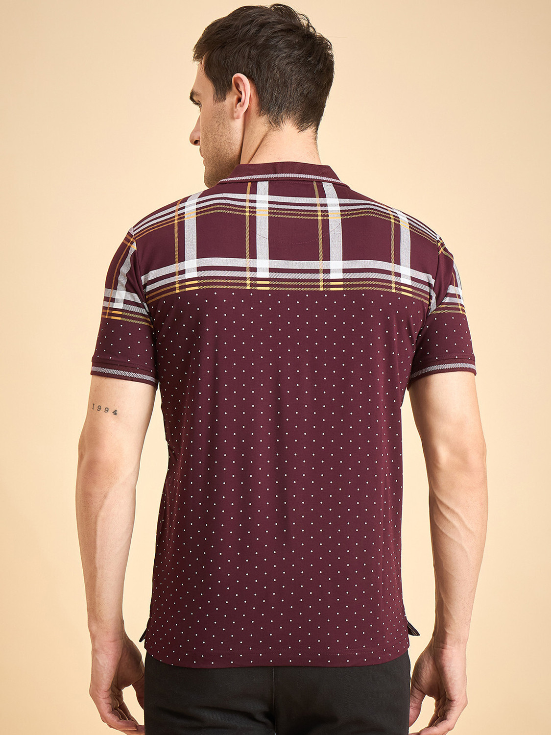Image of DUKE Printed Men Polo Neck Maroon T-Shirt