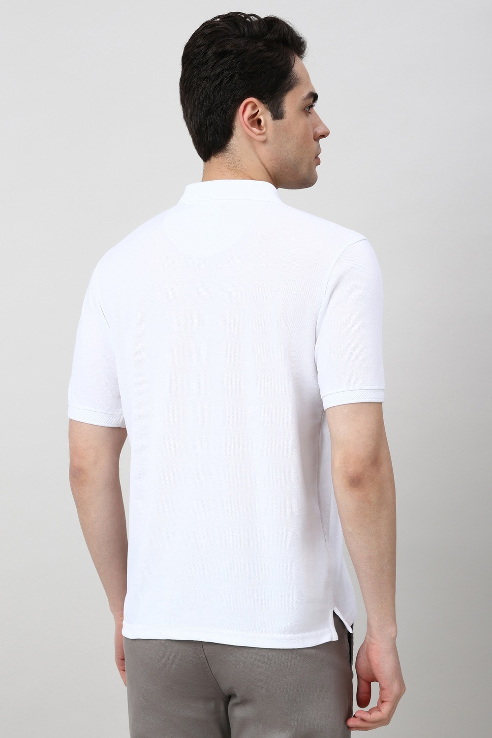 Image of PETER ENGLAND Graphic Print Men Polo Neck White T-Shirt