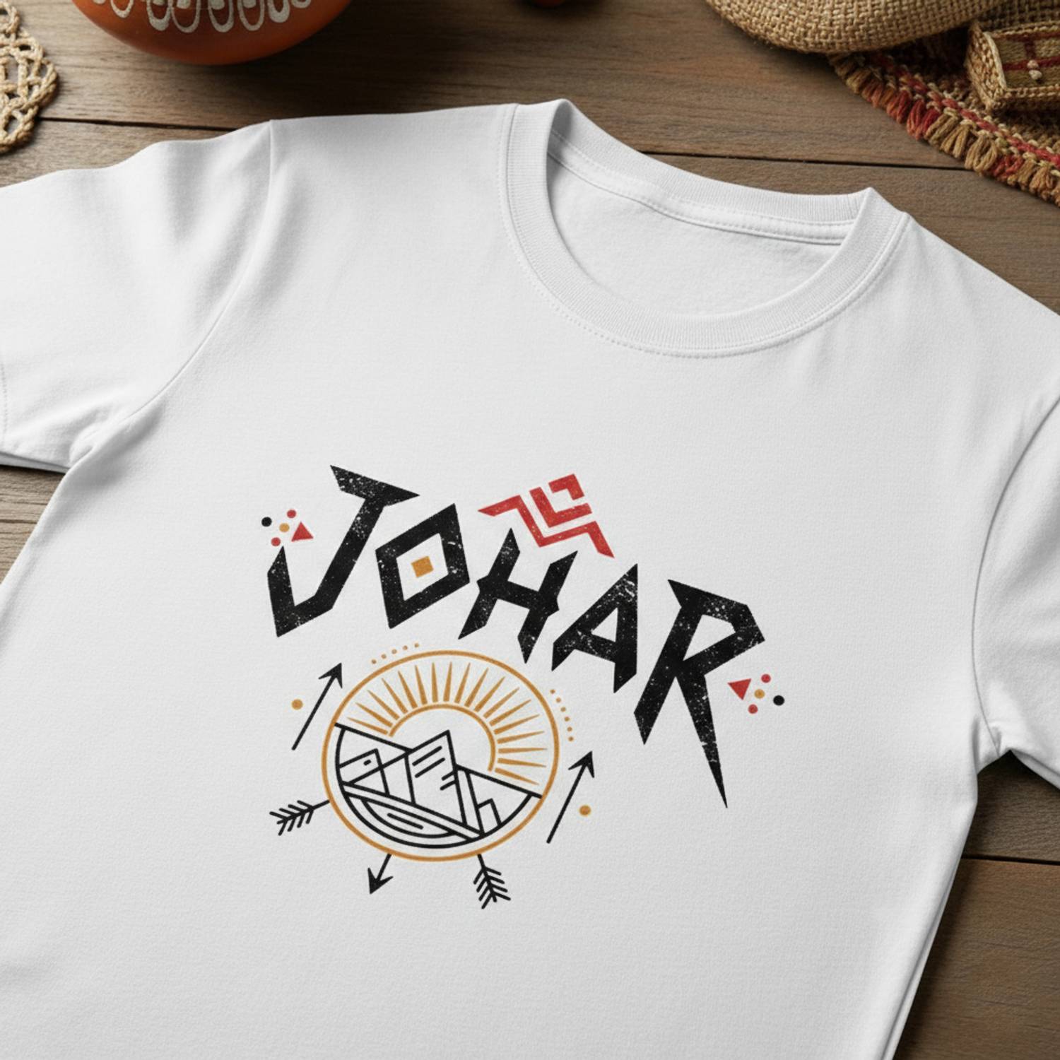 ADIVASI SHOP Printed Men Round Neck White T-Shirt