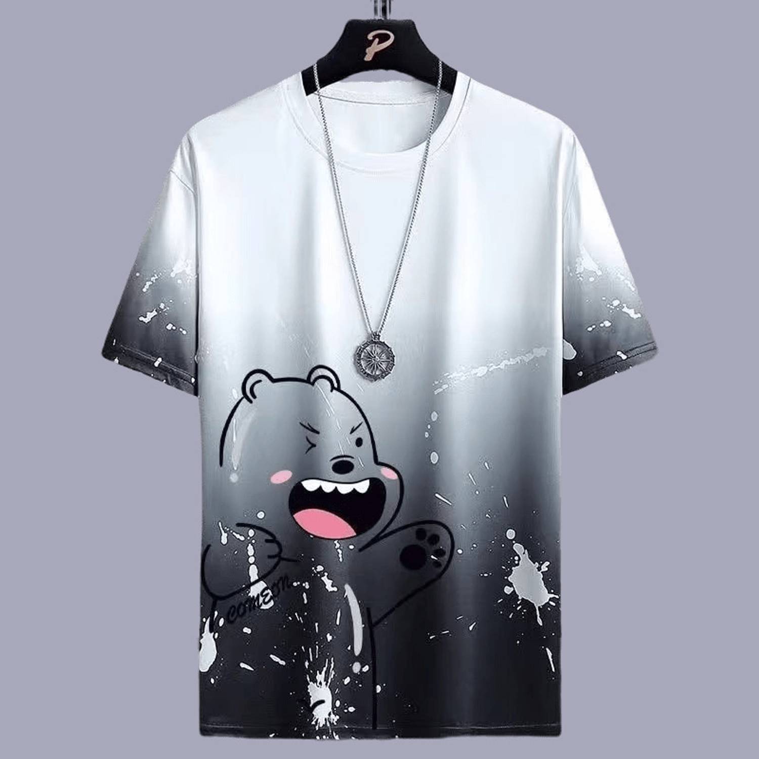 Altrax Purple Printed Round Neck T-Shirt for Men - Image 2