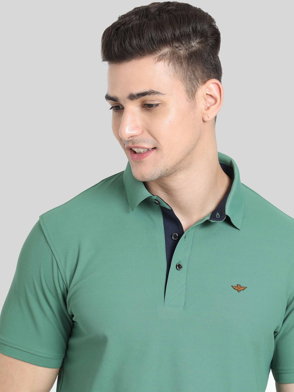 Image of Stellers Solid Men Polo Neck Light Green T-Shirt