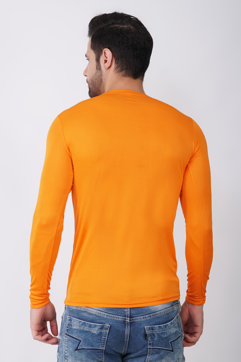 Image of KASPY Solid Men Round Neck Orange T-Shirt