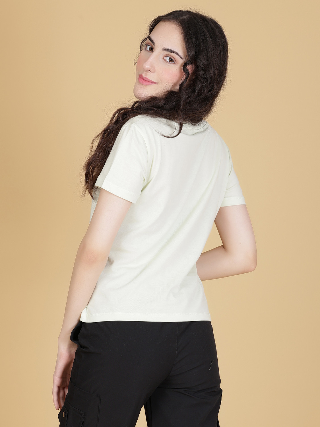 Image of V-MART Printed Women Round Neck White T-Shirt
