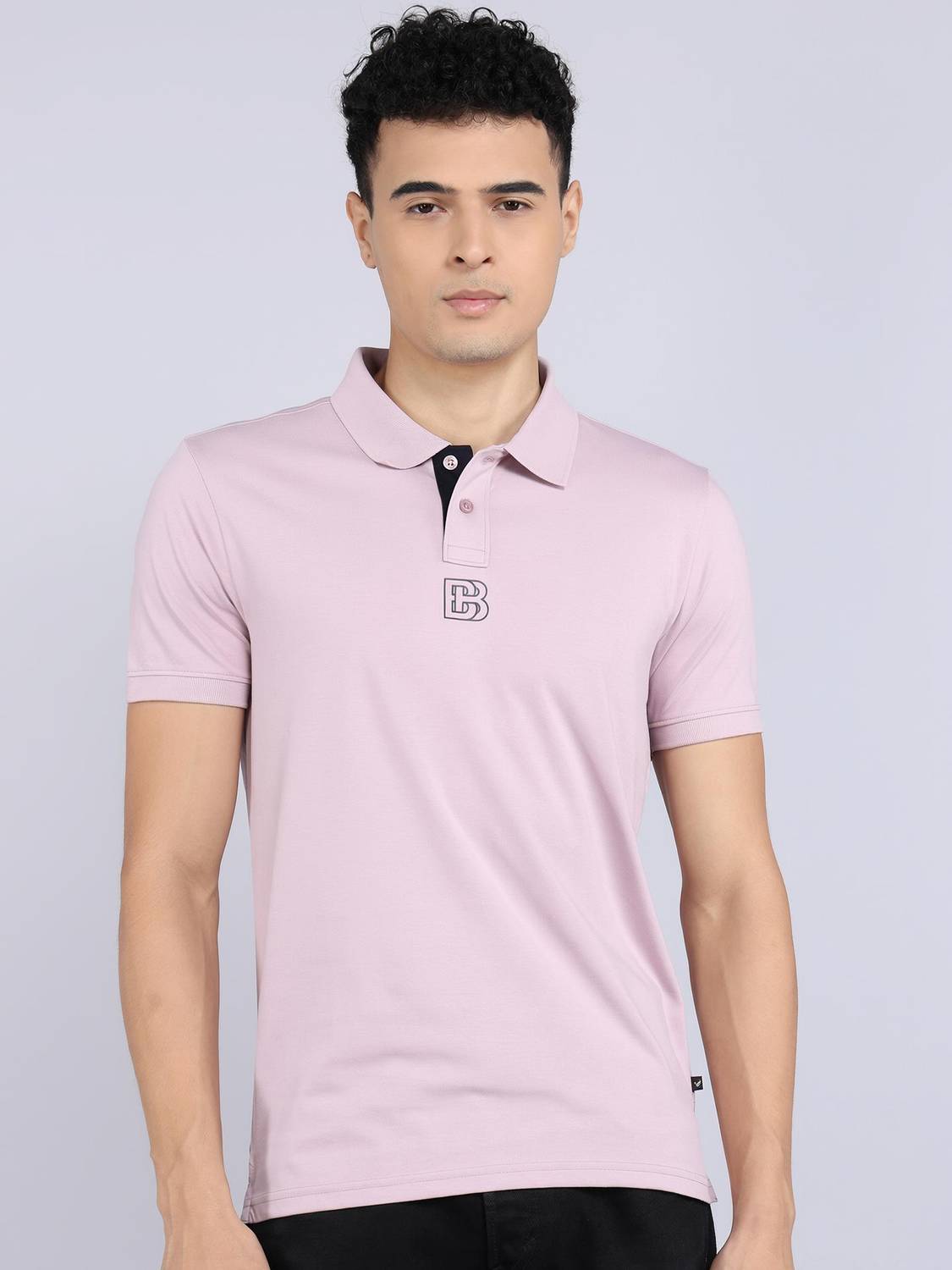 Blackberrys Solid Men Polo Neck Purple T-Shirt