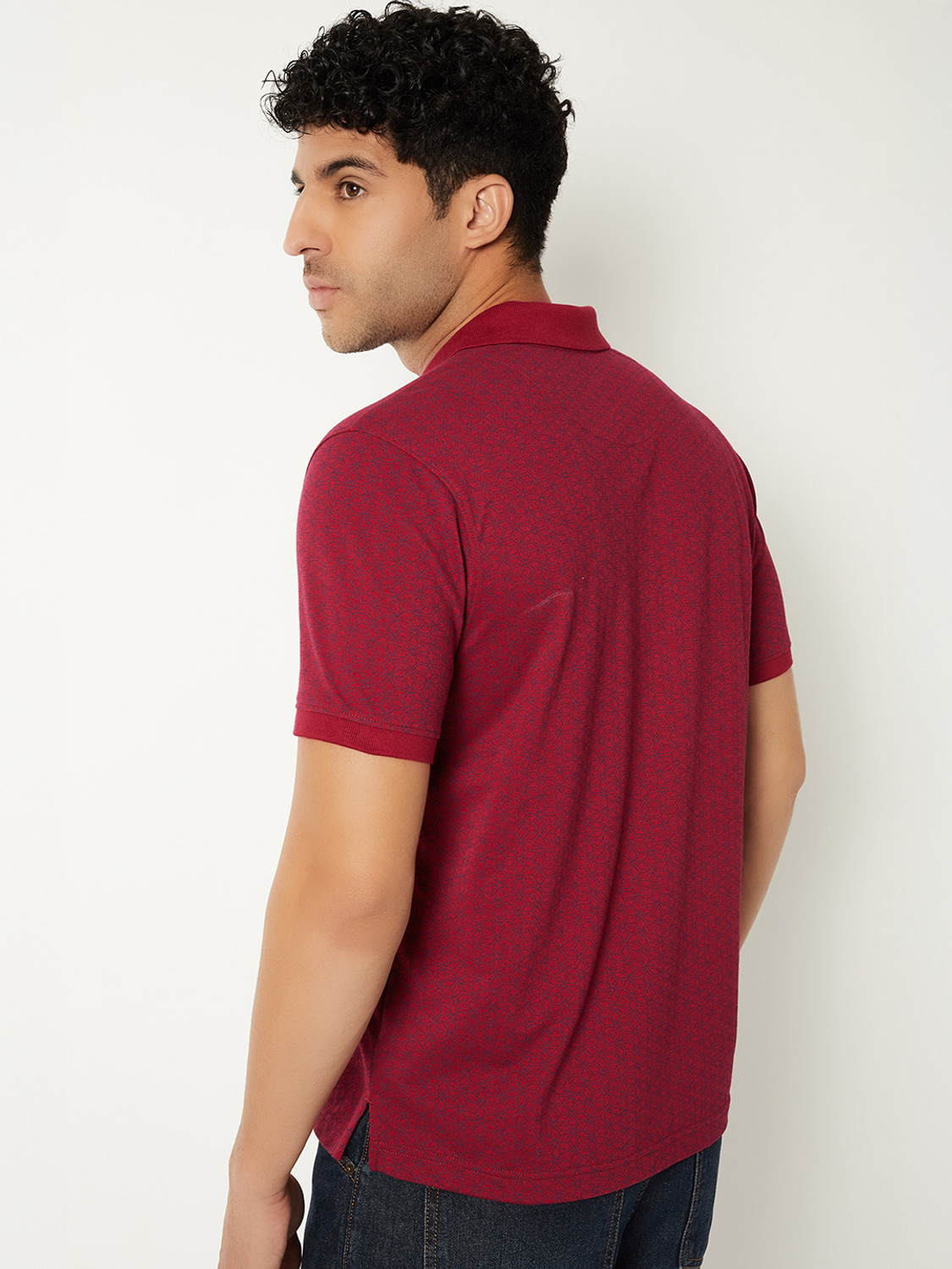 Image of MAX Printed Men Polo Neck Red T-Shirt