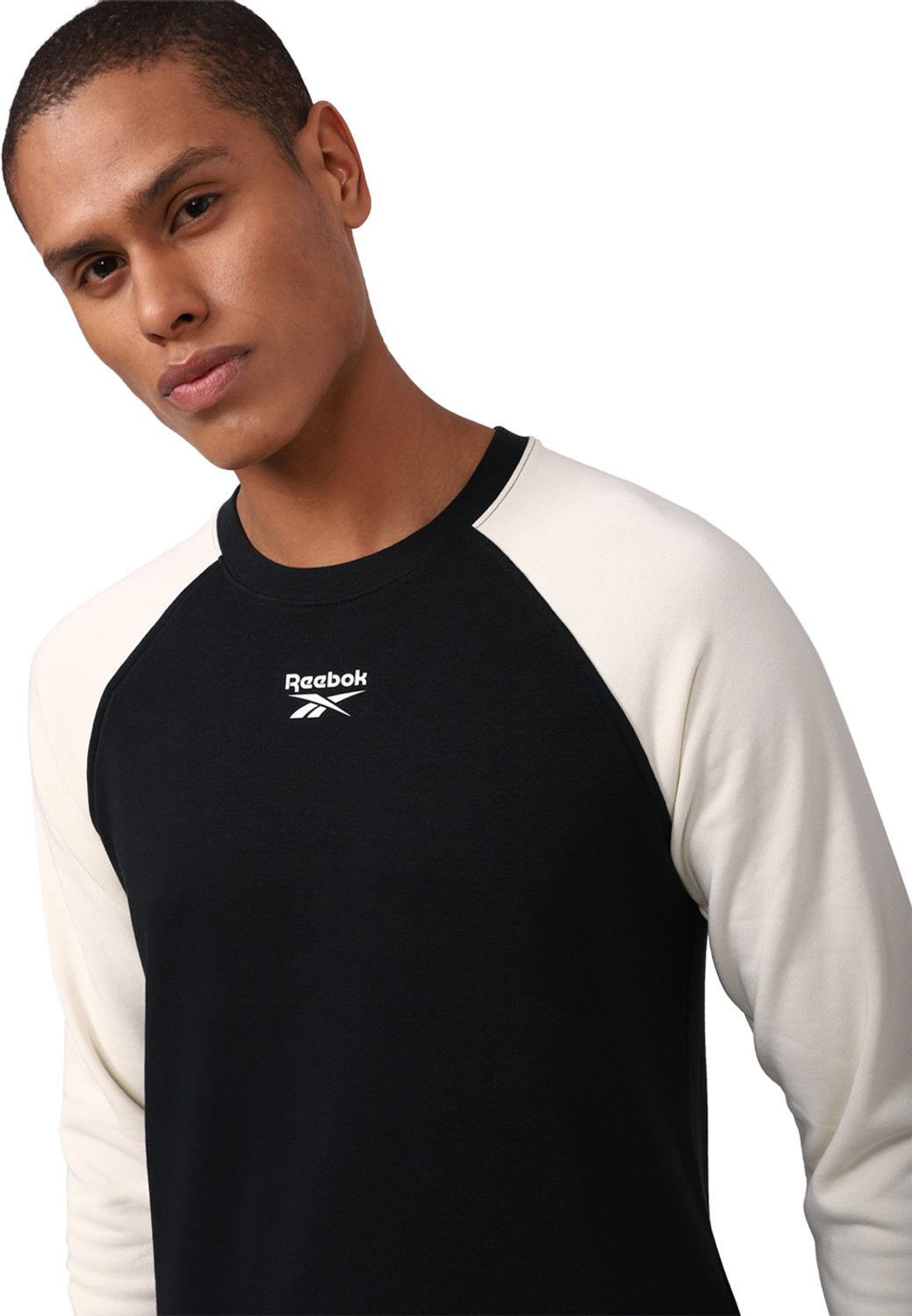 Image of REEBOK Colorblock Men Round Neck Black T-Shirt