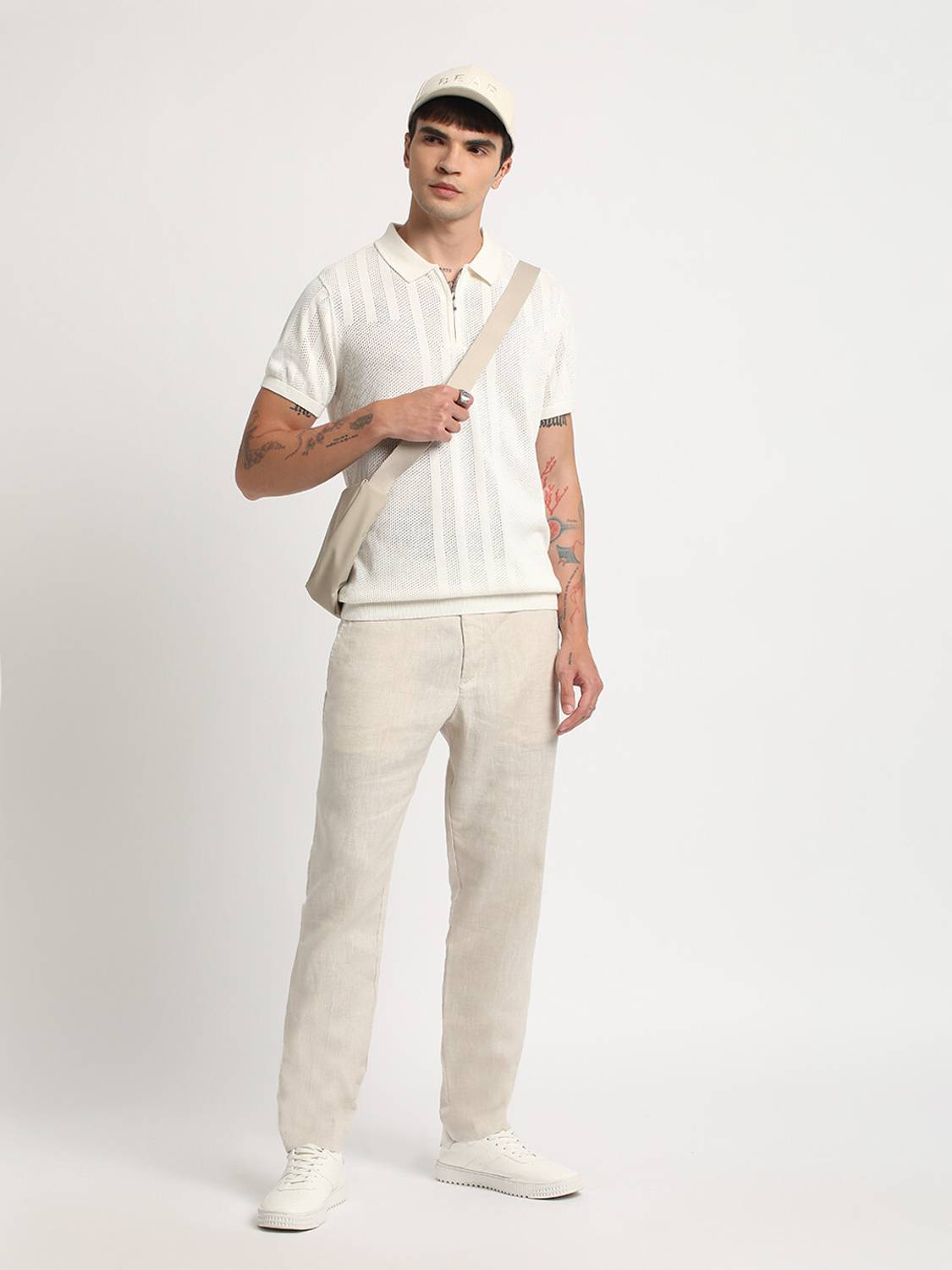 THE BEAR HOUSE Men Polo Neck White T-Shirt - Image 5
