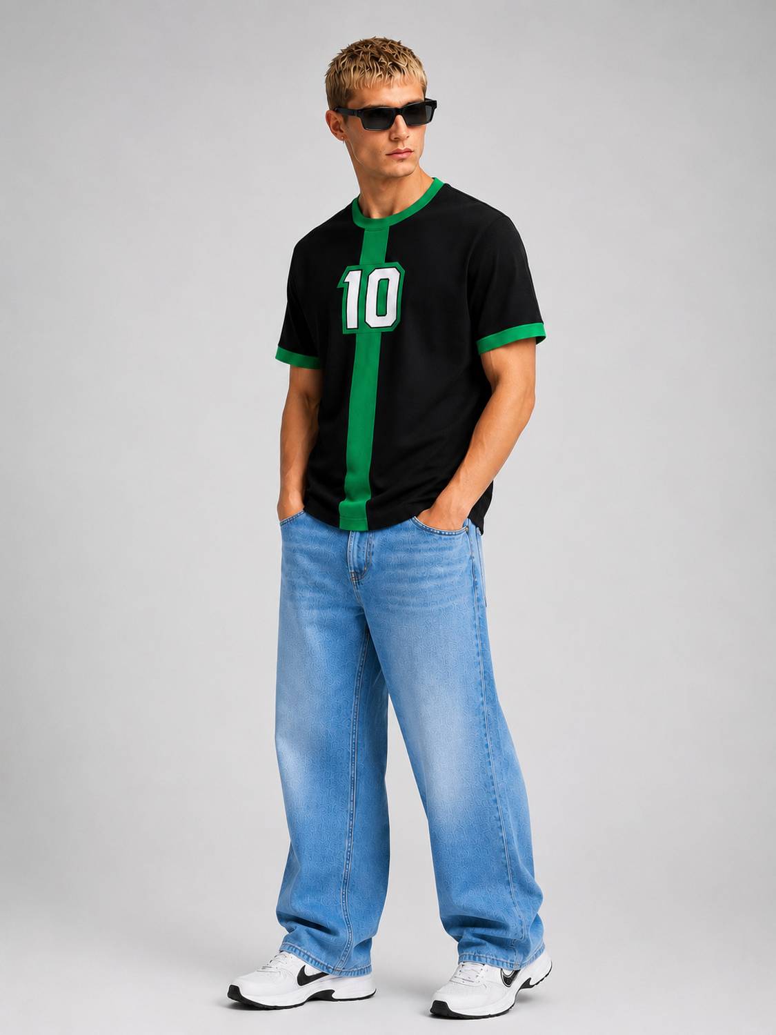 Comic Times Colorblock Couple Black, Green T-Shirt - Image 4