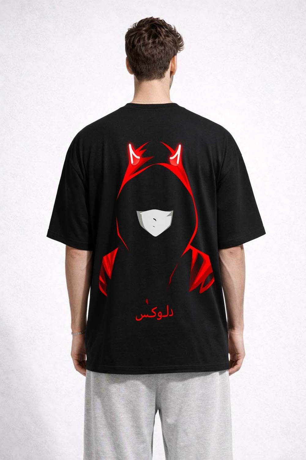 YI FASHION Men Printed Round Neck Cotton Blend Black T-Shirt