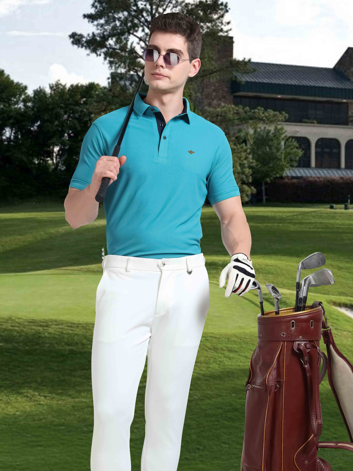 Image of Stellers Solid Men Polo Neck Blue T-Shirt