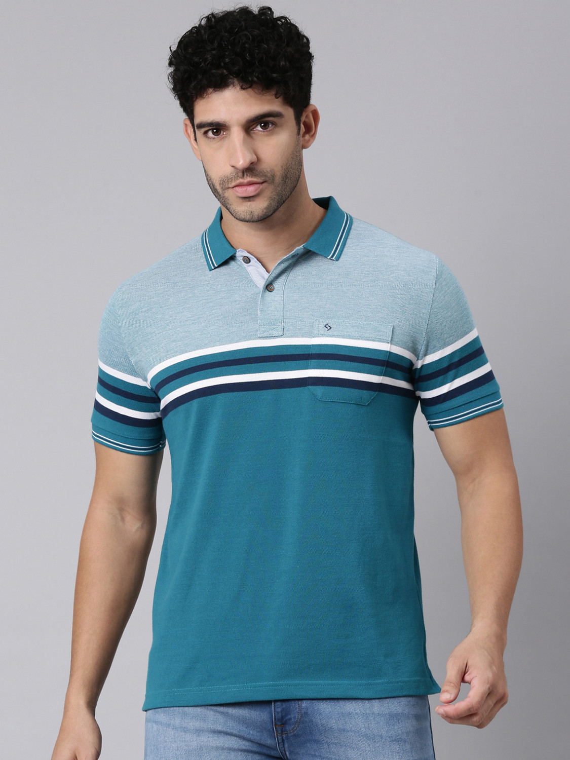 Image of Classic Polo Colorblock Men Polo Neck Multicolor T-Shirt