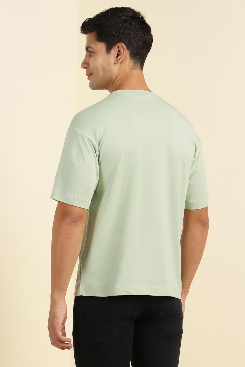 Image of Allen Solly Self Design Men Crew Neck Green T-Shirt